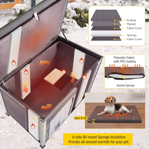 Dog House with Insulated Liner (43.3"Grey(With Insulated Liner))