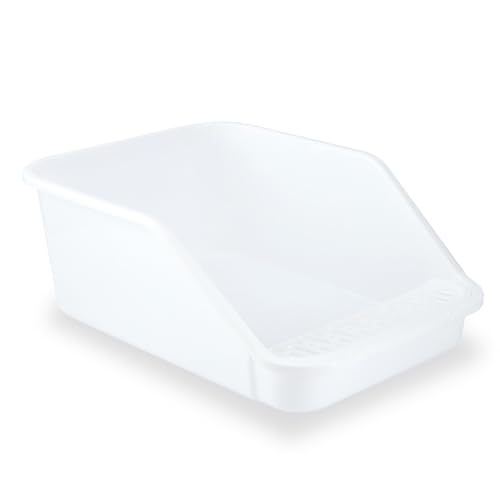 Large Cat Litter Box with High Sides (White)
