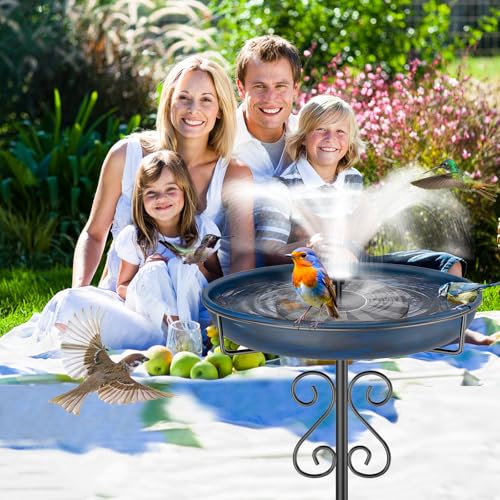 Metal Bird Bath for Outside (Vintage Blue)
