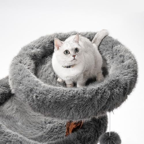 Aesthetic Cat Tree Tower for Large Cats (Dark Grey / 44"H)