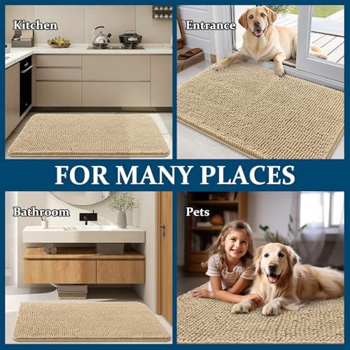 Dog Door Mat for Muddy Paws 70x35 (Beige / 70" X 35")