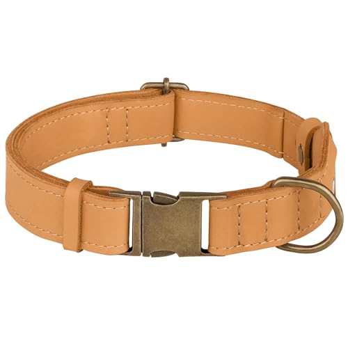 AirTag Dog Collar (Light Brown / L, 17"-21" Neck Fit)