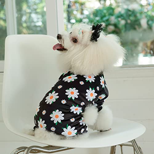 Small Dogs Outfit Soft Puppy Onesies Pjs Dog Pajamas Pet Coat Cat Apparel Comfy Doggie Jumpsuit Bodysuit for All Seasons (Daisy / X-Large)