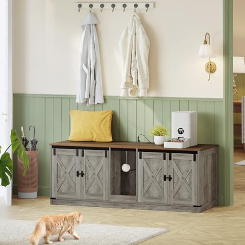 Cat Litter Box Enclosure for 2 Cats (Greige)