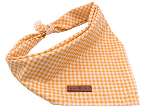 Dog Bandana for Small Medium Large Dogs (Yellow&White Grid / Small (Pack of 1))