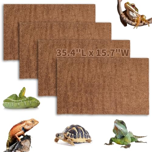 Reptile Carpet Natural Coconut Fiber Tortoise Carpet Mats 4PCS (4 Packs/35.4 x 15.7 Inch)
