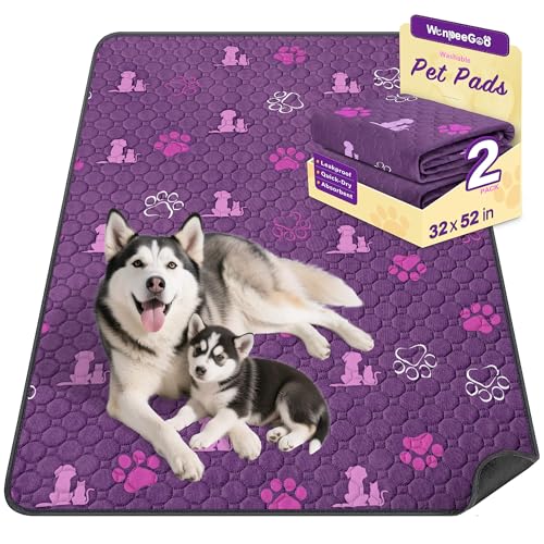 Washable Pee Pads for Dogs (Purple / 32"x52" (Pack of 2))
