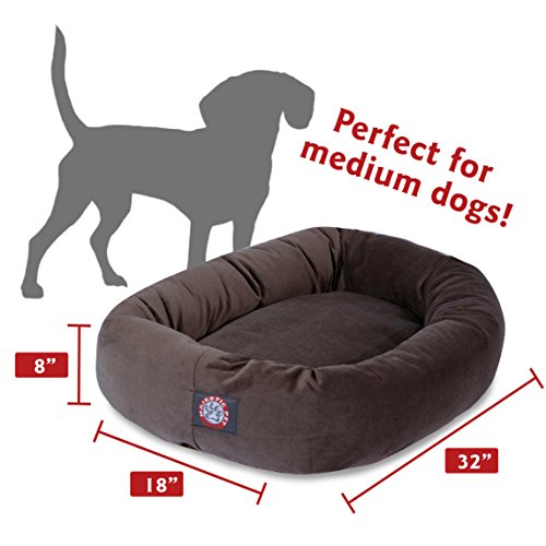 32 Inch Suede Calming Dog Bed Washable 32x23x7 (Chocolate)