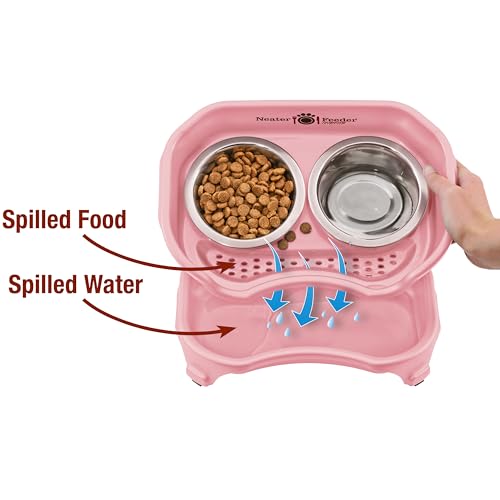 Express Mess Proof Cat Bowls Elevated (Cat w/ Standard Bowls / Pink)