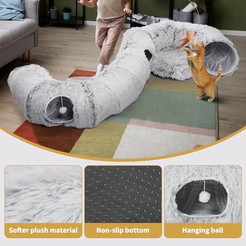 Cat Tunnels Bed with 1 Straight Tunnel and 20 Pet Toys (Cat Tunnel+Additional Straight Tunnel)