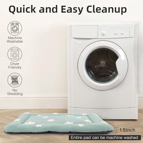 Dog Crate Pad Washable Cat Dog Bed for Crate Flat Pet Kennel Mat (24''L x 18''W x 1.5''Th / Blue)