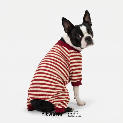 Red and White Striped Dog Pajamas (XX-Large / Red)