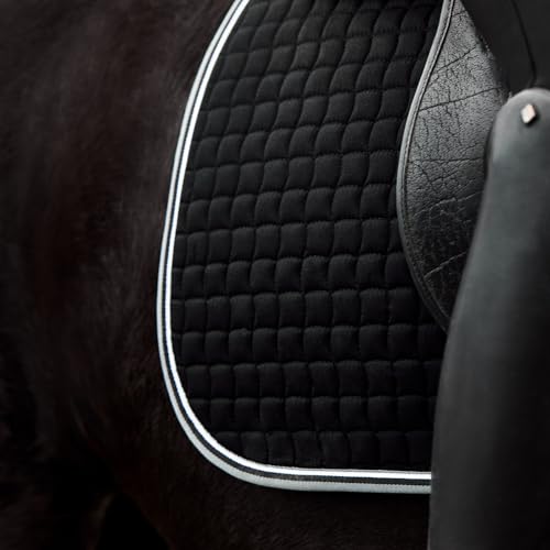 Adepto Padded All Purpose Quilted Equestrian Saddle Pad for Horses with Two (Black / Pony)