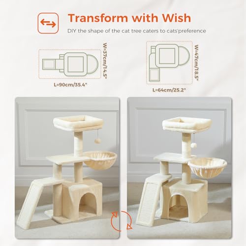 Cactus Cat Tree for Kittens & Small Cats (Beige)