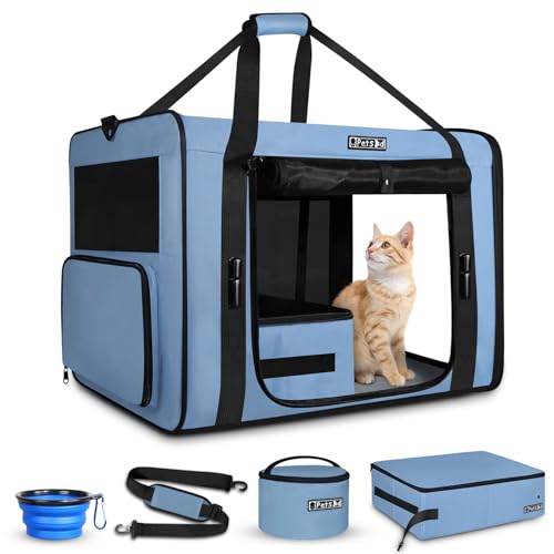 26"x17"x17" Extra Large Cat Carrier with Litter Box (Blue)
