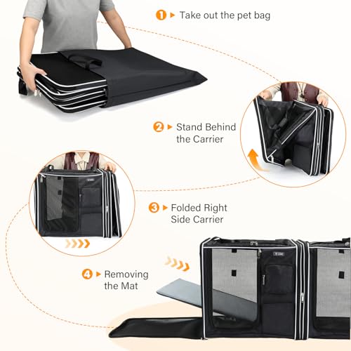 Extra Large Cat Carrier Soft Sided (Foldable Black)