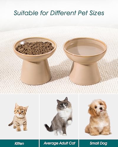 2 Pack Extra Wide Elevated Cat Bowls (Brown)