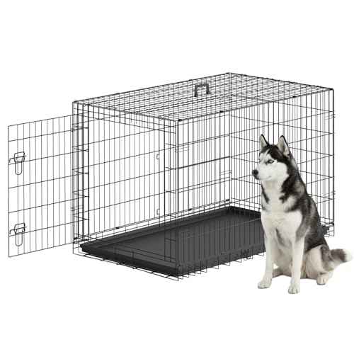 48" Foldable Metal Dog Crate (Black)