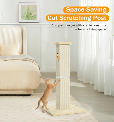 Made4Pets Cat Scratching Post for Indoor Cats (Beige-Sisal)