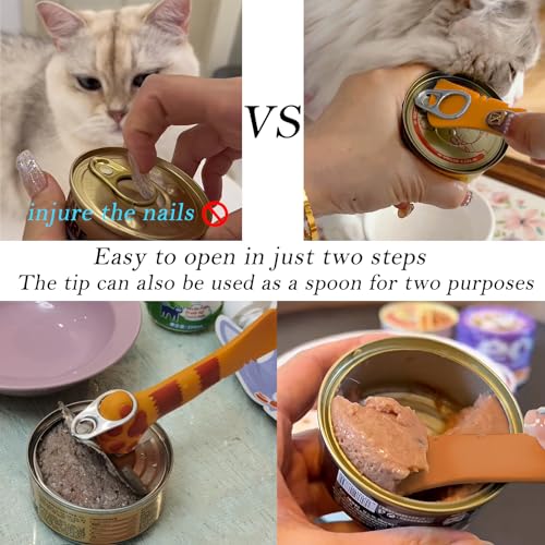 Food Can Spoon & Lids (4-Pack + Orange Spoon)