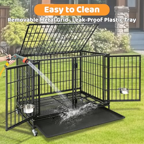 Taller 43" Two Tiers Dog Crate Cage Kennel with Divider (43"L - 2 Tiers - 2 Pack)