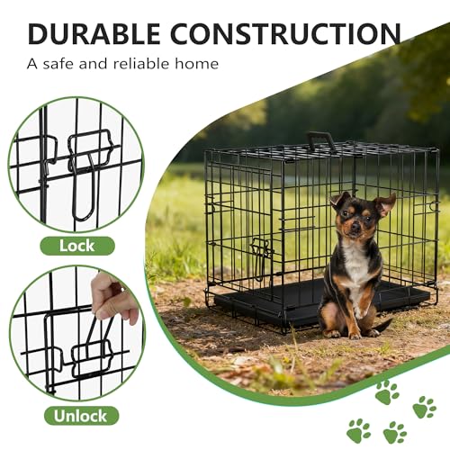 18" Foldable Metal Dog Crate (Dark Black)