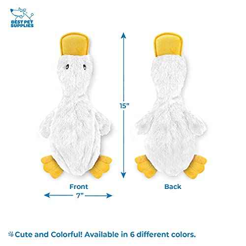 Interactive Squeaky Dog Chew Toy (Crinkle Duck (White, Yellow & Green) / Large)