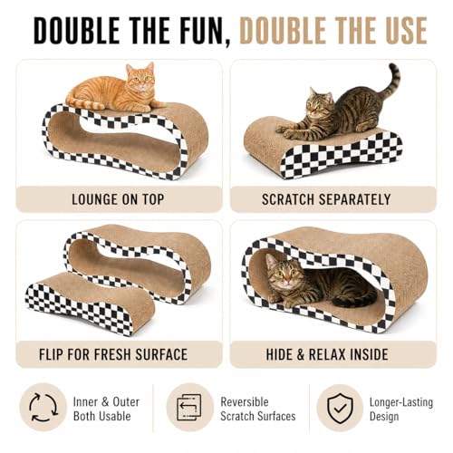 2 in 1 Large Cardboard Cat Scratcher Lounger (2 IN 1 Large Checkerboard)