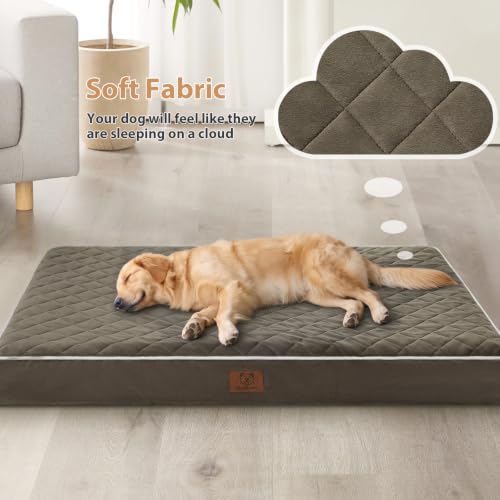 Orthopedic Giant Human Dog Beds for Adult & Dog Cozy Sleep (Dark Green / 61"L x 43"W x 4"Th)