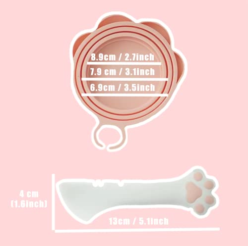 Cute Cat Pet Can Food Cover with Spoon (Gray Cat Lid&Spoonn)
