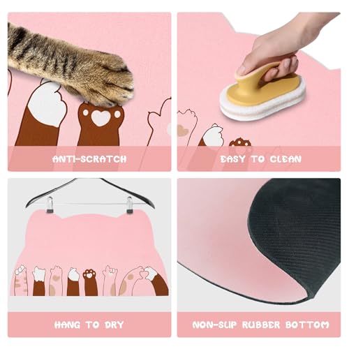 Cat Food Mats for Floor (Pink / 23.6"L x 13.7"W)