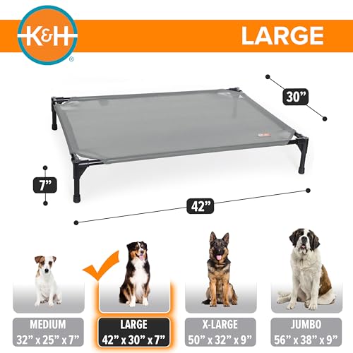 K&H Outdoor Elevated Dog Bed (Gray Mesh / Large 42"L x 30"W)