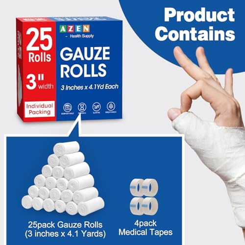 25 Pack Gauze Rolls Bandages (25p / 3IN)