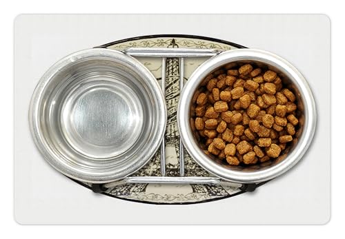 Paris Pet Mat for Food and Water (Beige and Black)