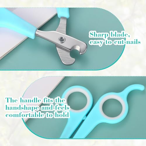2 Pcs Bird Nail Grinder with Clipper Bird Nail Trimmer File Pet Grooming Tool for Parrot Budgerigars Parakeets Myna Conure Finches Lovebirds (Cyan Blue)