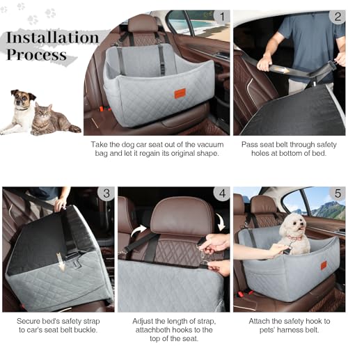 Dog Car Seat for Medium & Large Dogs Up to 55lbs (GREY / Large)