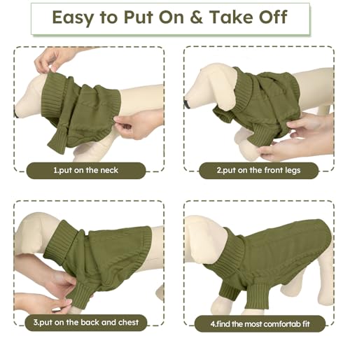 Small Dog Sweater for Small Dogs Boy (Small / Olive Green)