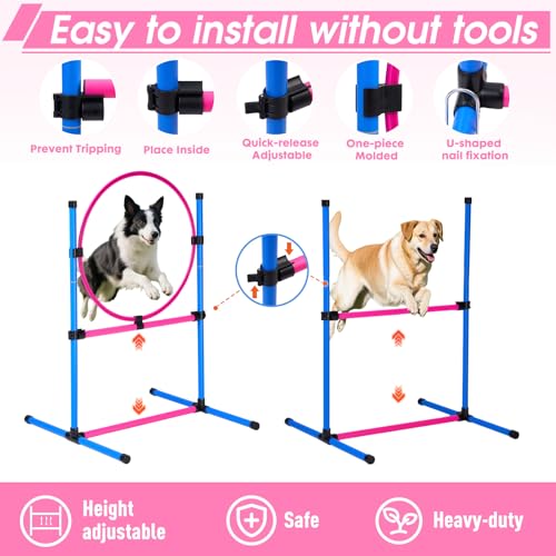 Dog Agility Course Backyard Set (Pink-15 PCS SET)