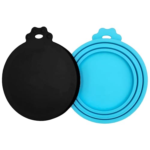 2 Pack Pet Food Can Covers (Black/Blue)
