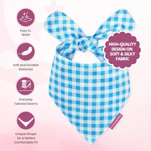 Luxury Dog Bandanas (Blue Checkers / Medium)