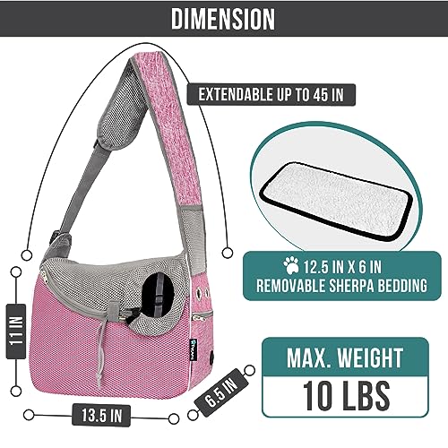 Dog Sling Carrier for Small Dogs (Pink)
