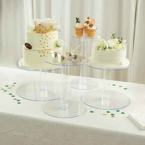 Efavormart Lovely 4 Tier XL Acrylic Crystal Glass Clear Cake Dessert Decorating Stand for Birthday Xmas Party Wedding (4-Tier 14" / Clear)