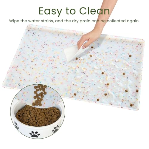 2 Pack Dog Food Mat Anti (24.5"L x 16.5"W - 2 Pack / Donut-White)