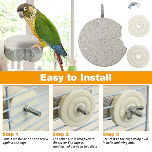 8 PCS Bird Perch Parrot Beak Grinding Stone Calcium Mineral Parrot Perch Foot Claws Trimmer Chewing Toy Bird Cage Accessories for Small Medium Budgie Cockatiel Conure Lovebird