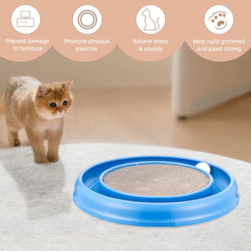 Cat Scratching Board with Track Balls for Indoor Cats (Blue)
