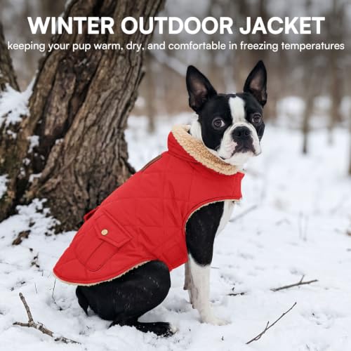 XL Warm Dog Cold Weather Coat Ultra Thick Quilting Winter Jacket (X-Large / Red)