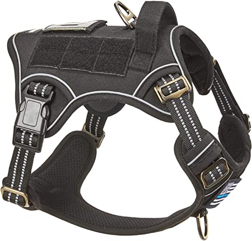 Tactical Dog Harness for Small Dogs No Pull (Black / XS(Neck:10-12", Chest:12-21"))