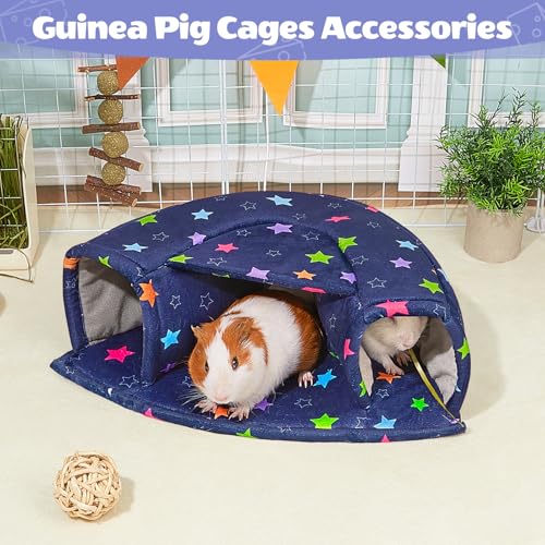 Washable Guinea Pig Hideout Large Cozy Bed for Small Pets (Blue)
