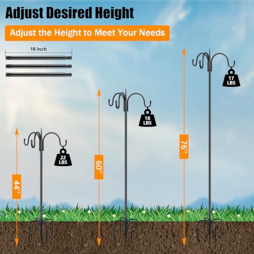 Three Shepherd Hooks for Outdoor (76 Inch)