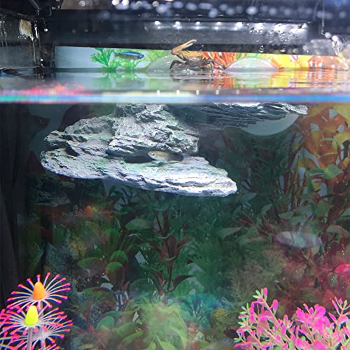 Turtle Basking Platform with Suction Cup Tortoise Climbing Rest Terrace Resin Step Decoration Reptile Habitat Rock Decor for Frogs (Slope)